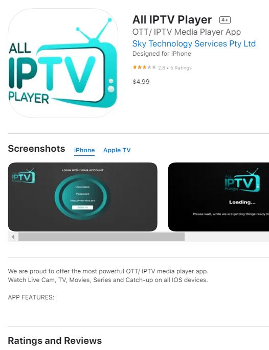 Install the All IPTV Player on your iOS device from the App Store