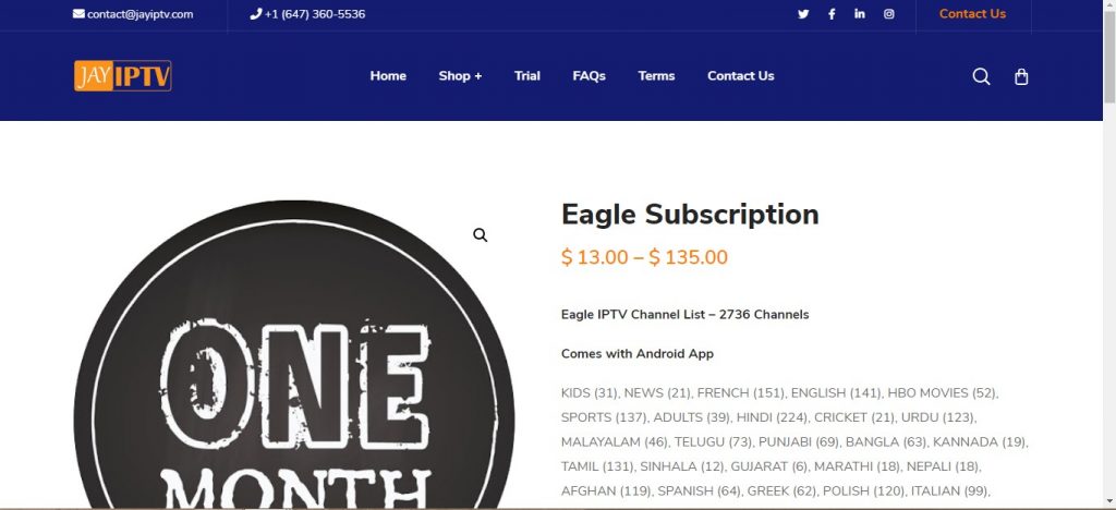 Visit Jay IPTV website Eagle IPTV section