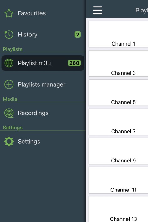 Select Playlists manager to stream Flex IPTV