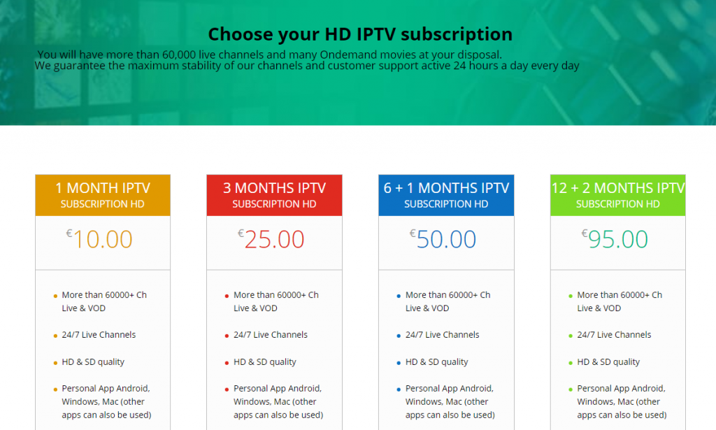 Choose any Galaxy IPTV subscription plan