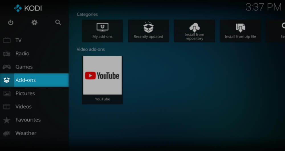 Select Add-ons to stream IPTV Lazy