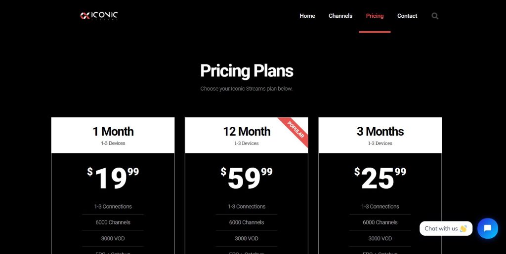 Go to the Iconic Streams Pricing Plans webpage
