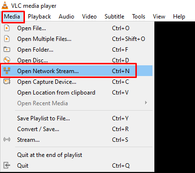 Select the Open network Streams option
