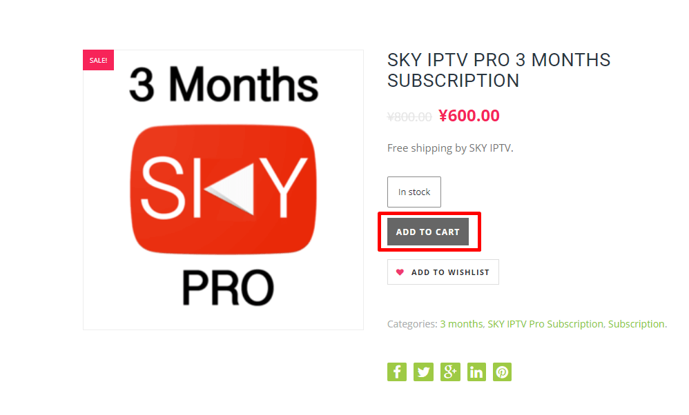 Click on Add to Cart to get the Sky IPTV plan