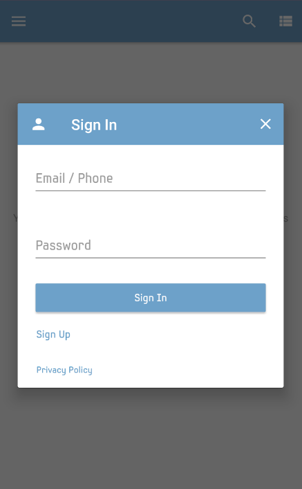 Sign in to OttPlayer with email address and password