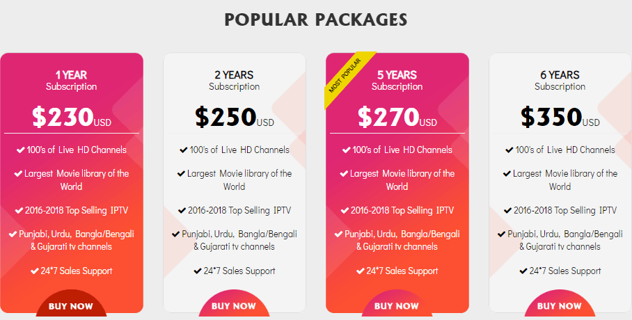 Select the Buy Now button in the Brampton IPTV plan you want