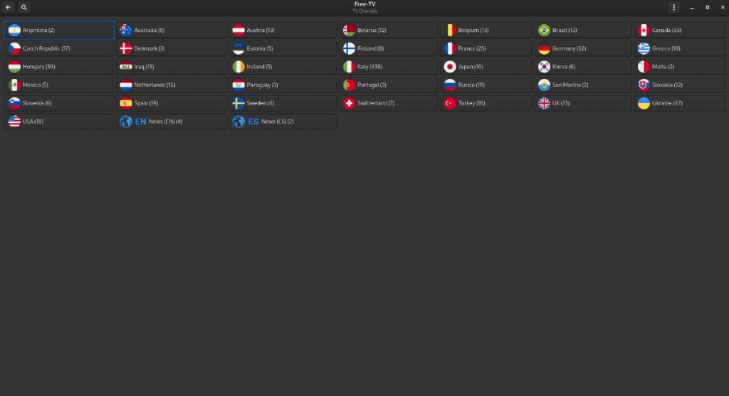 Select any country to access channels on IPTV