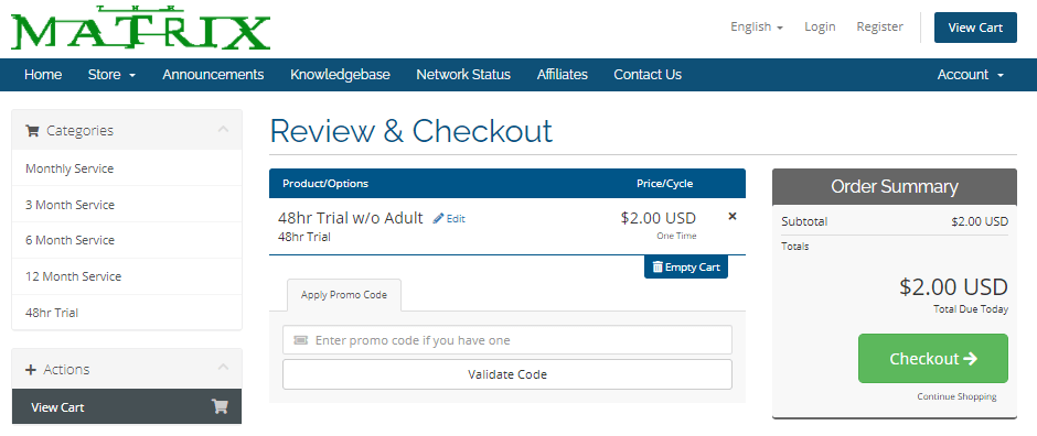 Click on the Checkout option 