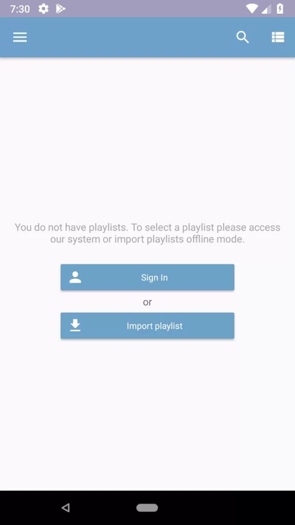 Sign in to the OTTplayer app