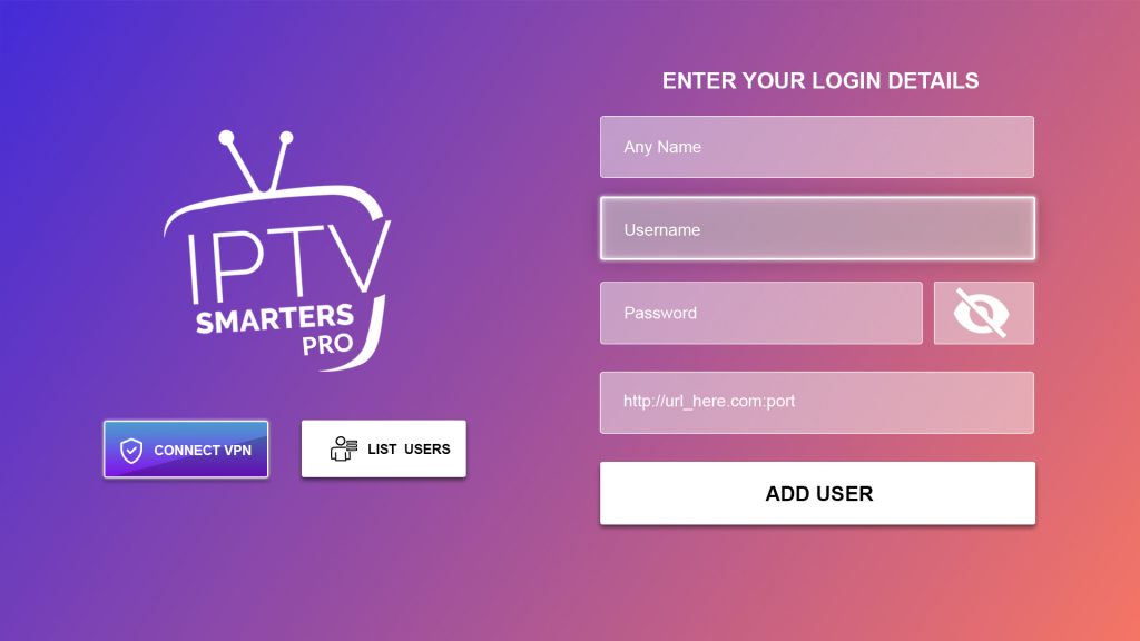 Sign in to Panda IPTV using the subscription details