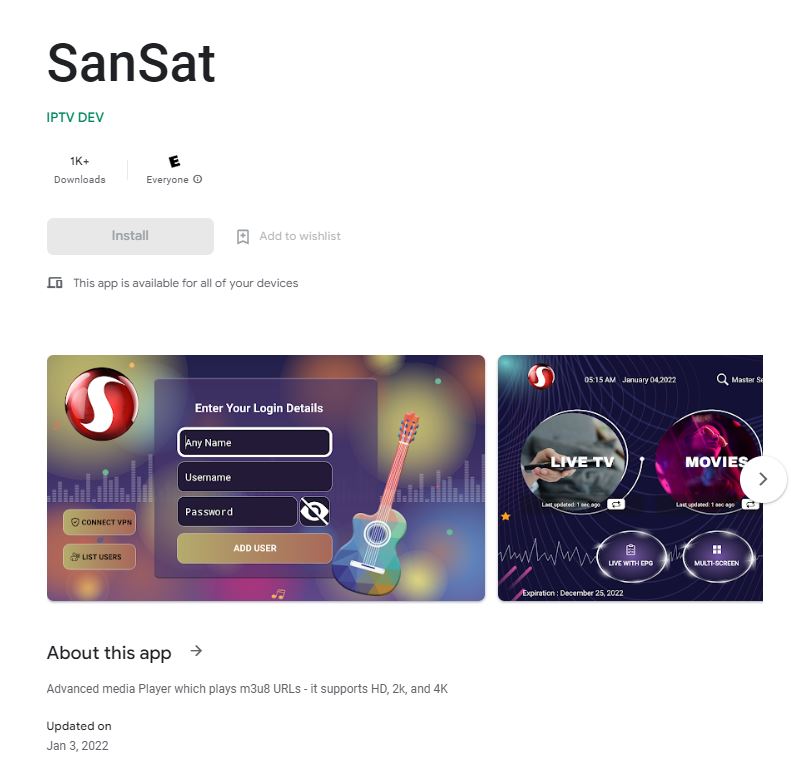 SanSat IPTV on Android
