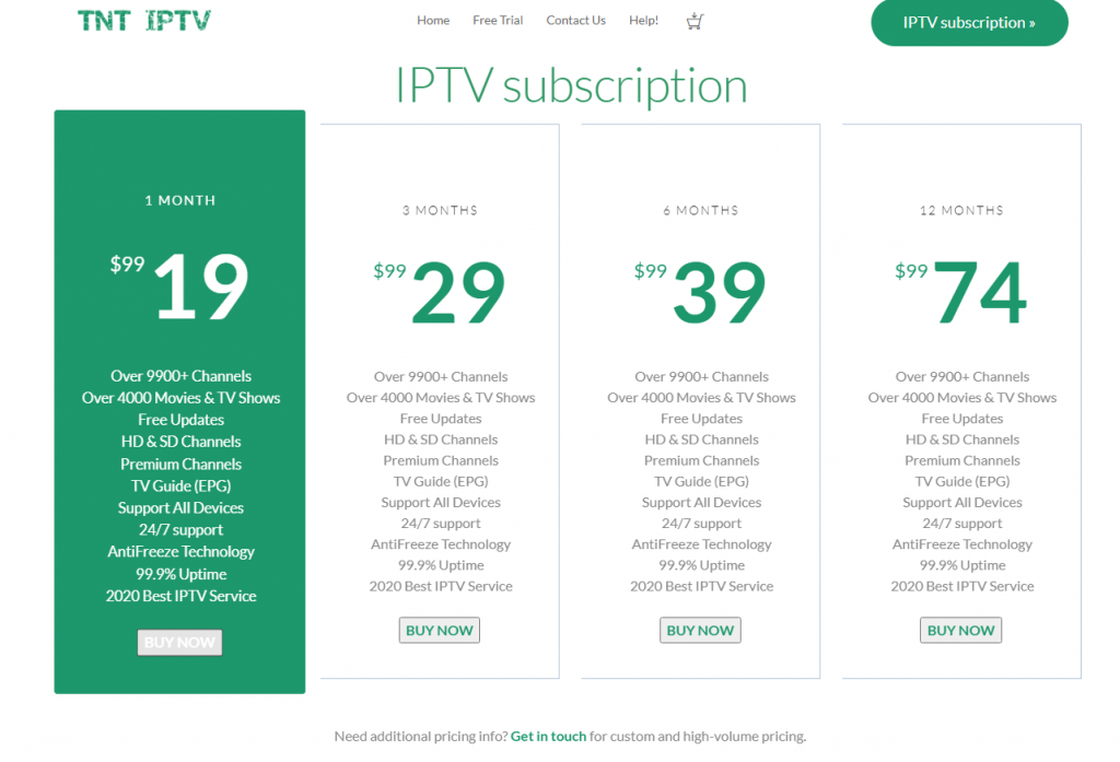 Visit the TNT IPTV website subscription plans