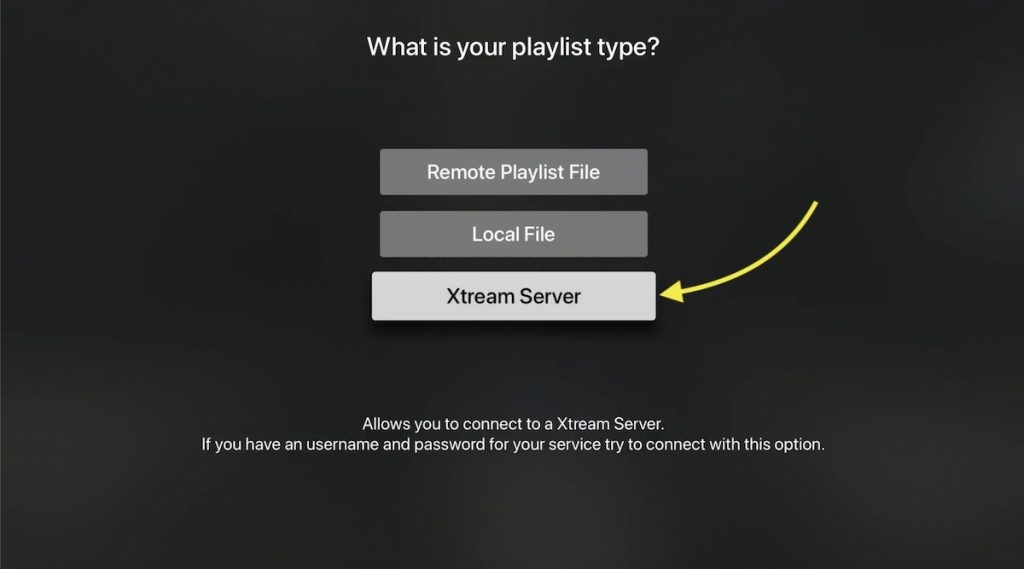 Choose the Playlist option required in the iPlay TV IPTV app