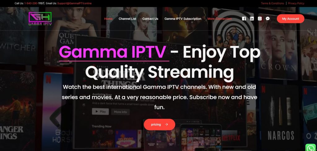 Visit the official Gamma IPTV website