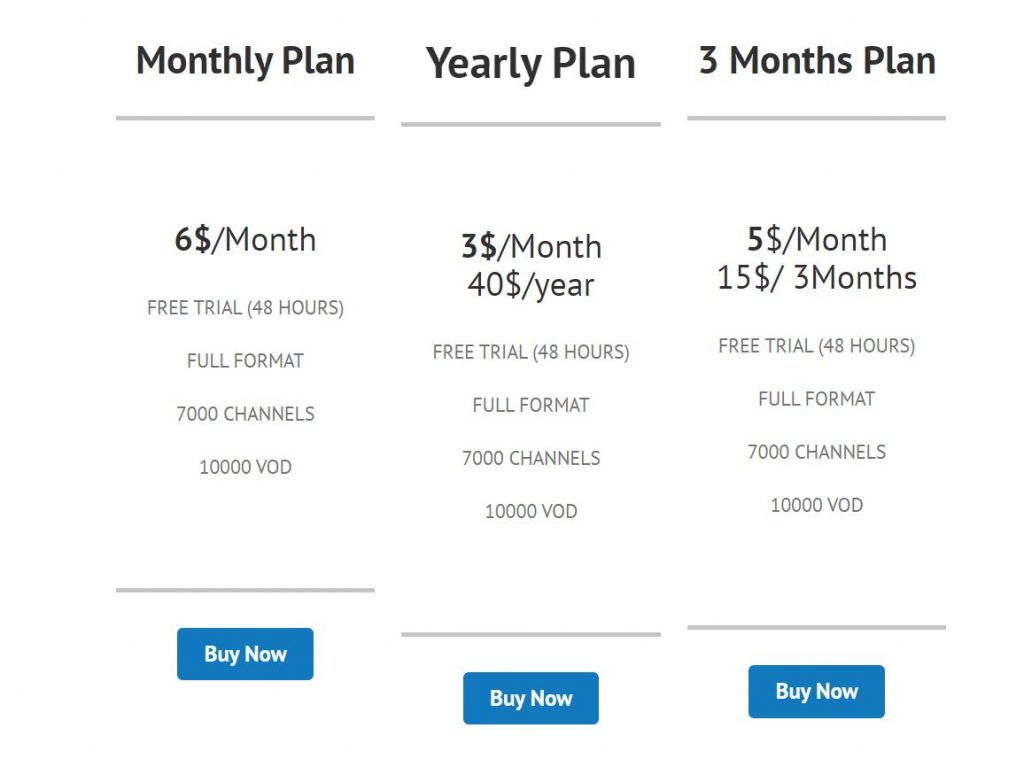 Click on Buy Now next to the PAL IPTV plan you want