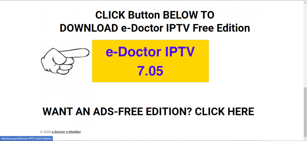 Select the eDoctor IPTV 7.05 button