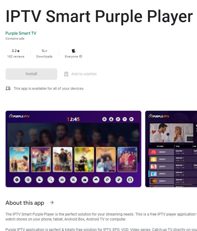 Install Purple IPTV Player