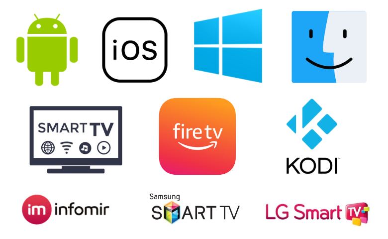 Moon IPTV- Compatible Devices: Android, iOS, PC, Mac, Smart TV, Firestick, Kodi, MAG, Samsung Smart TV and LG Smart TV