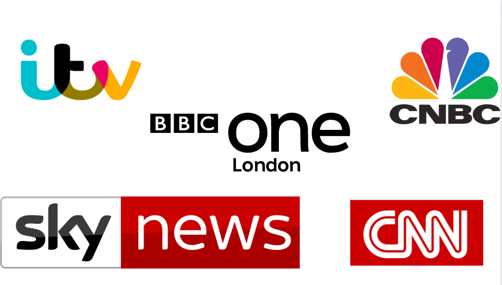 itv, BBC one london, CNBC, Sky news CNN