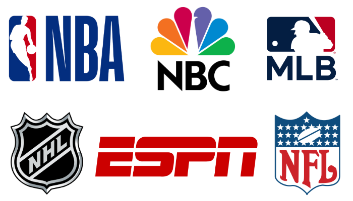 NBA, NBC, MLB, NHL, ESPN, NFL