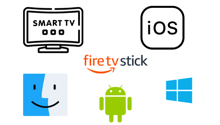 Smart TV, iOS, MAC, PC, Firestick, Android