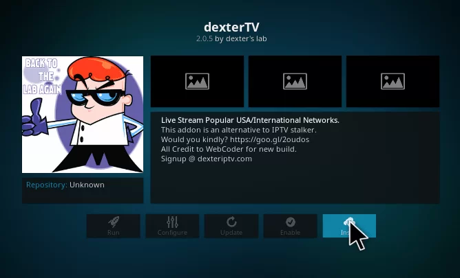 Dexter TV IPTV addon install
