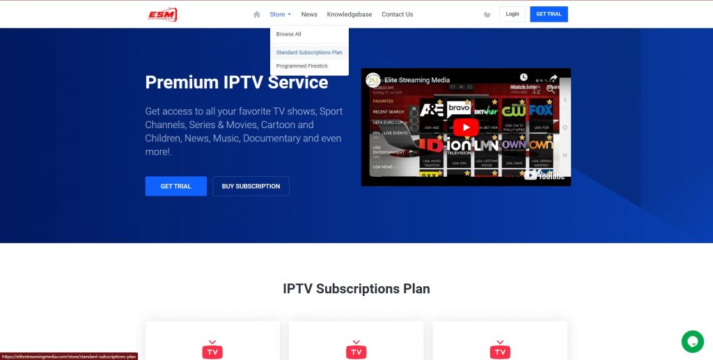 Standard Subscription Plan of Elite TV IPTV.