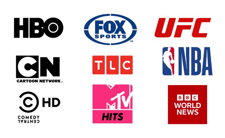 HBO, UFC, Cartoon network, TLC, NBA, comedy central, M TV, BBC on Elite TV IPTV.