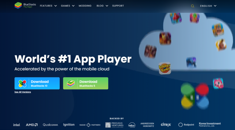 BlueStacks Official page to download.