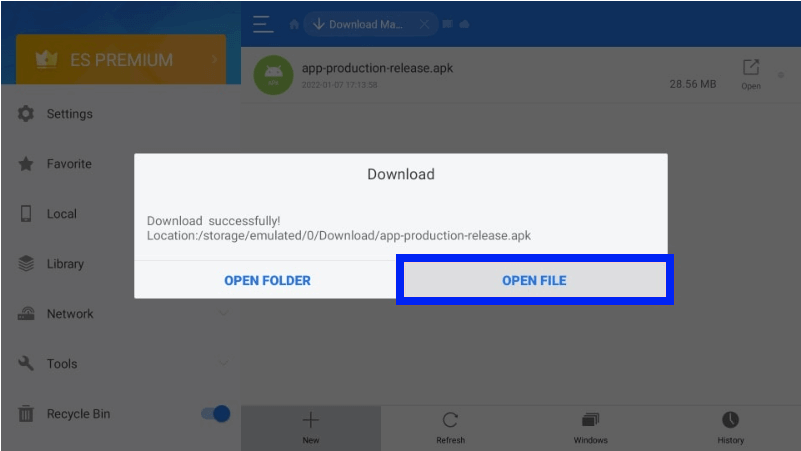 Open File option