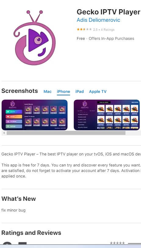 Gecko IPTV player app