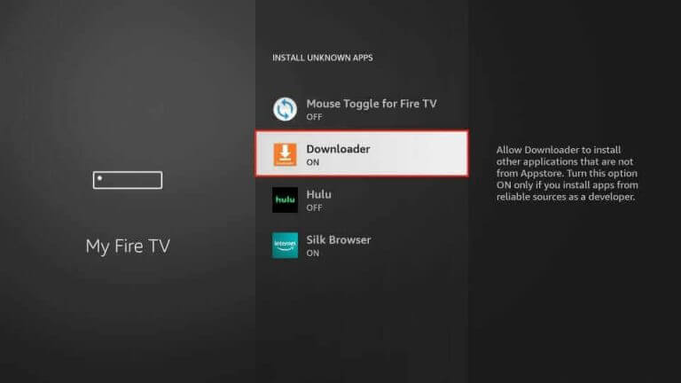 Downloader enabling to install Gemini Streamz IPTV