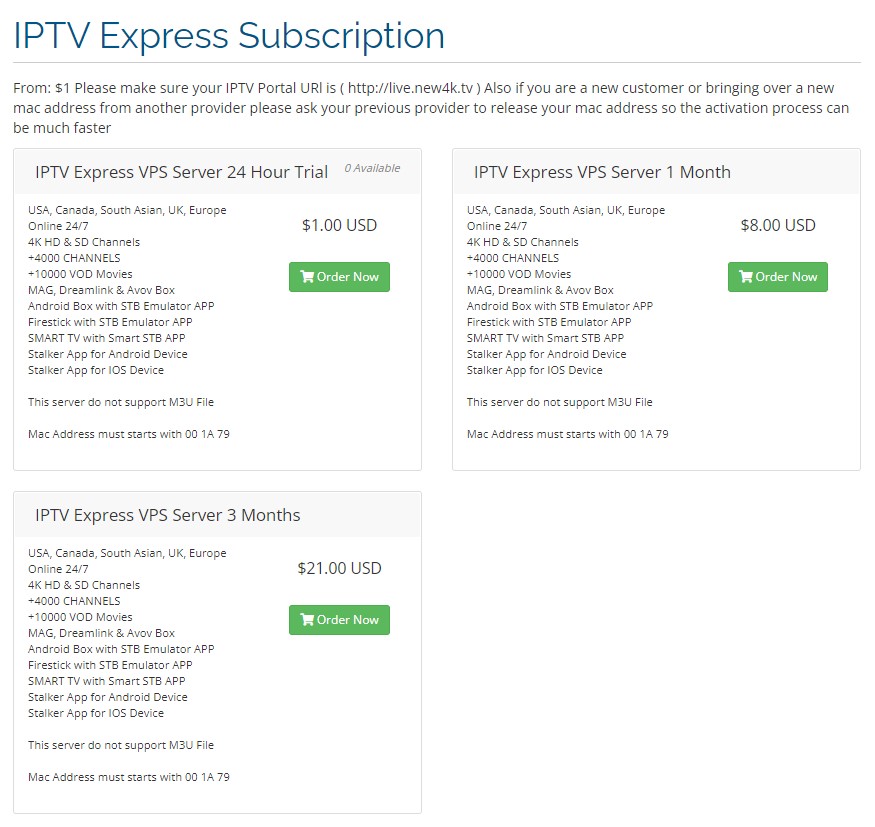 IPTV Express Plans