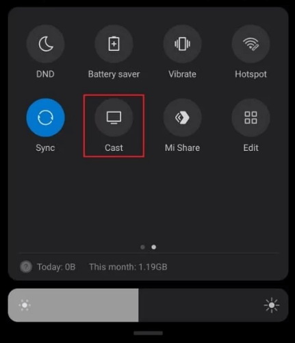 Cast button on Android smartphone