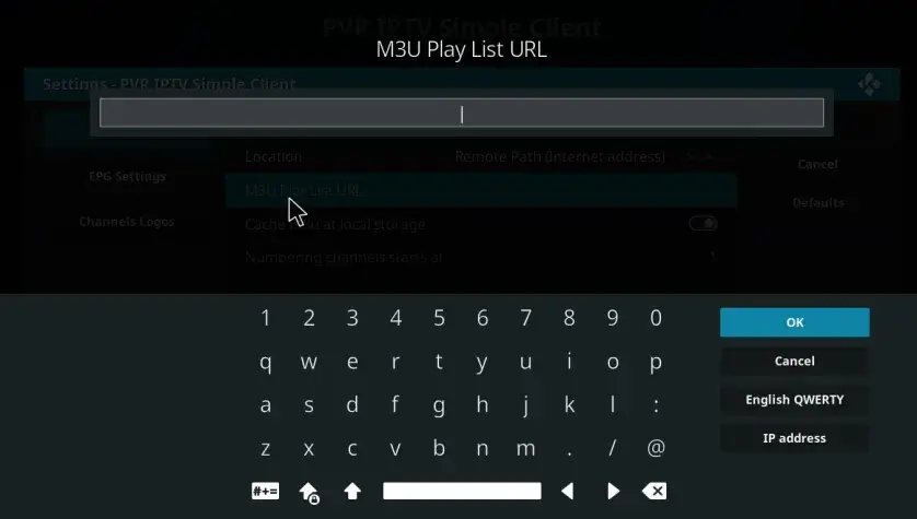 enter the M3U URL on Kodi to stream IPTV on Xbox