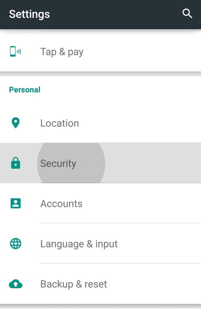 Security option in Android mobile