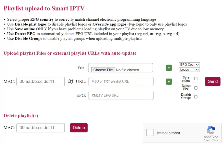 Login IPTV using Smart IPTV app