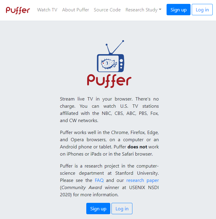 Puffer TV Sign up