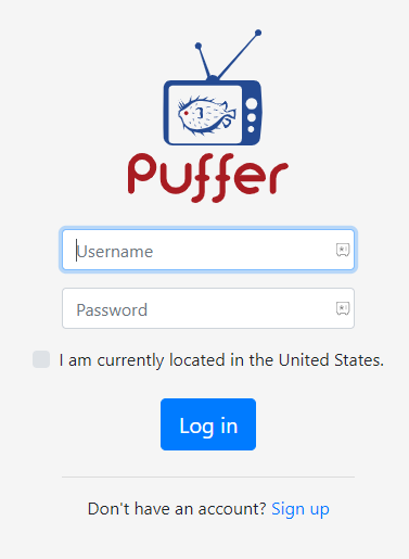 Puffer TV log in