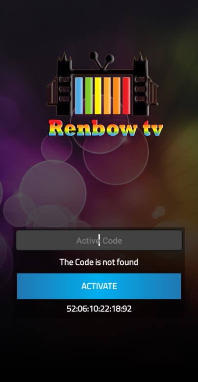 Renbow app activation page on Android.