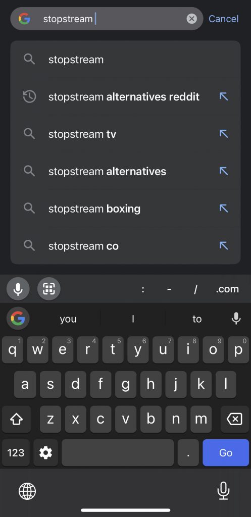 Search Stopstream IPTV on iOS