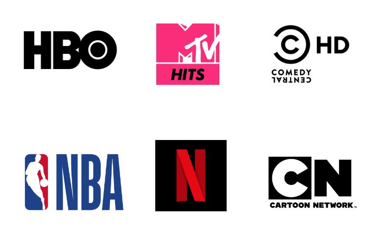 HBO, comedy central, NBA, Netflix, cartoon network.