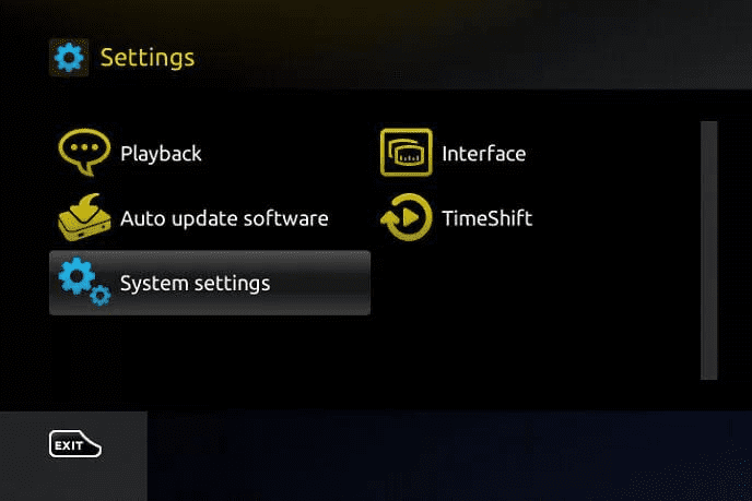 System settings on MAG device