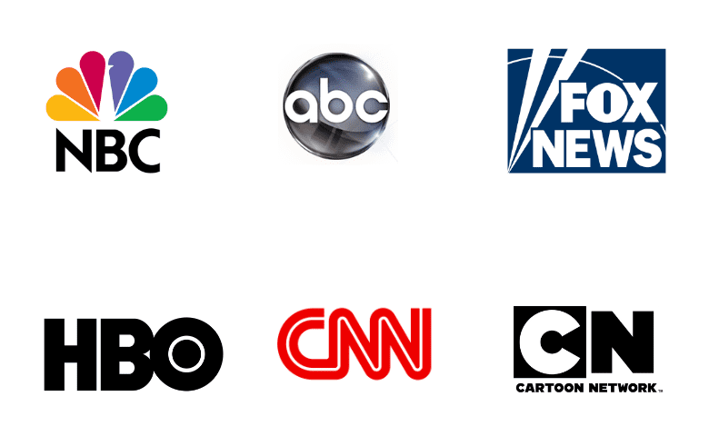 NBC, abc, Fox News, HBO, CNN, cartoon Networks