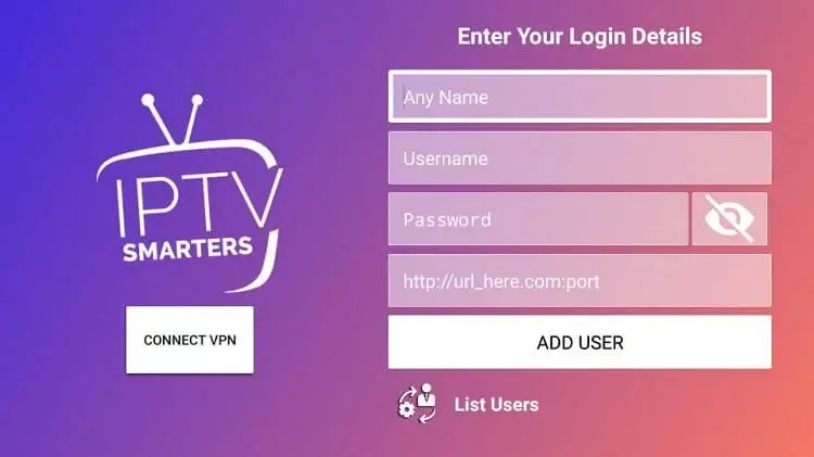 Sign in to your IPTV subscription
