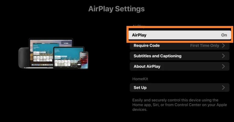 turn on the AirPlay 