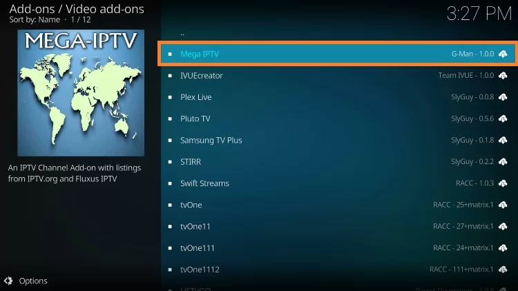 Select Mega IPTV Addon