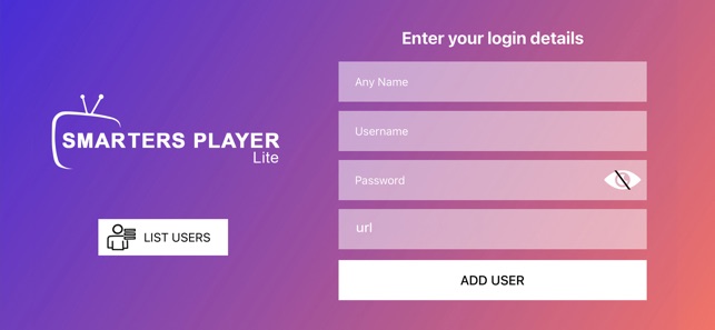 Enter credentials in Smart Player Lite