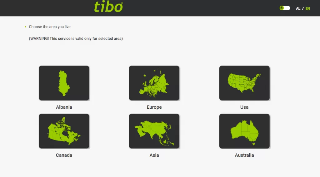 Select region on Tibo IPTV