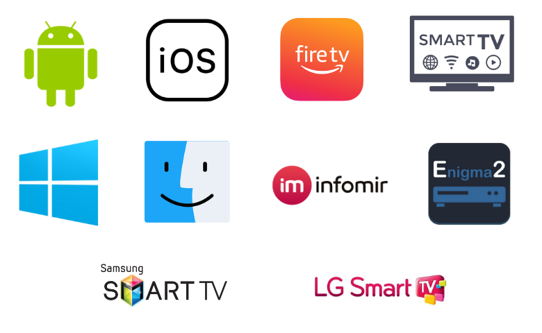 Compatible Devices of DMTN IPTV: Android, iOS, Firestick, Smart TV, Mac, Windows, MAG, Enigma2, Samsung & LG mart TVs